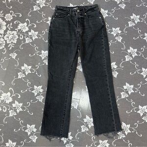 Lovers + Friends Reece High Rise Slim Jeans Raw Hem Sz 23
